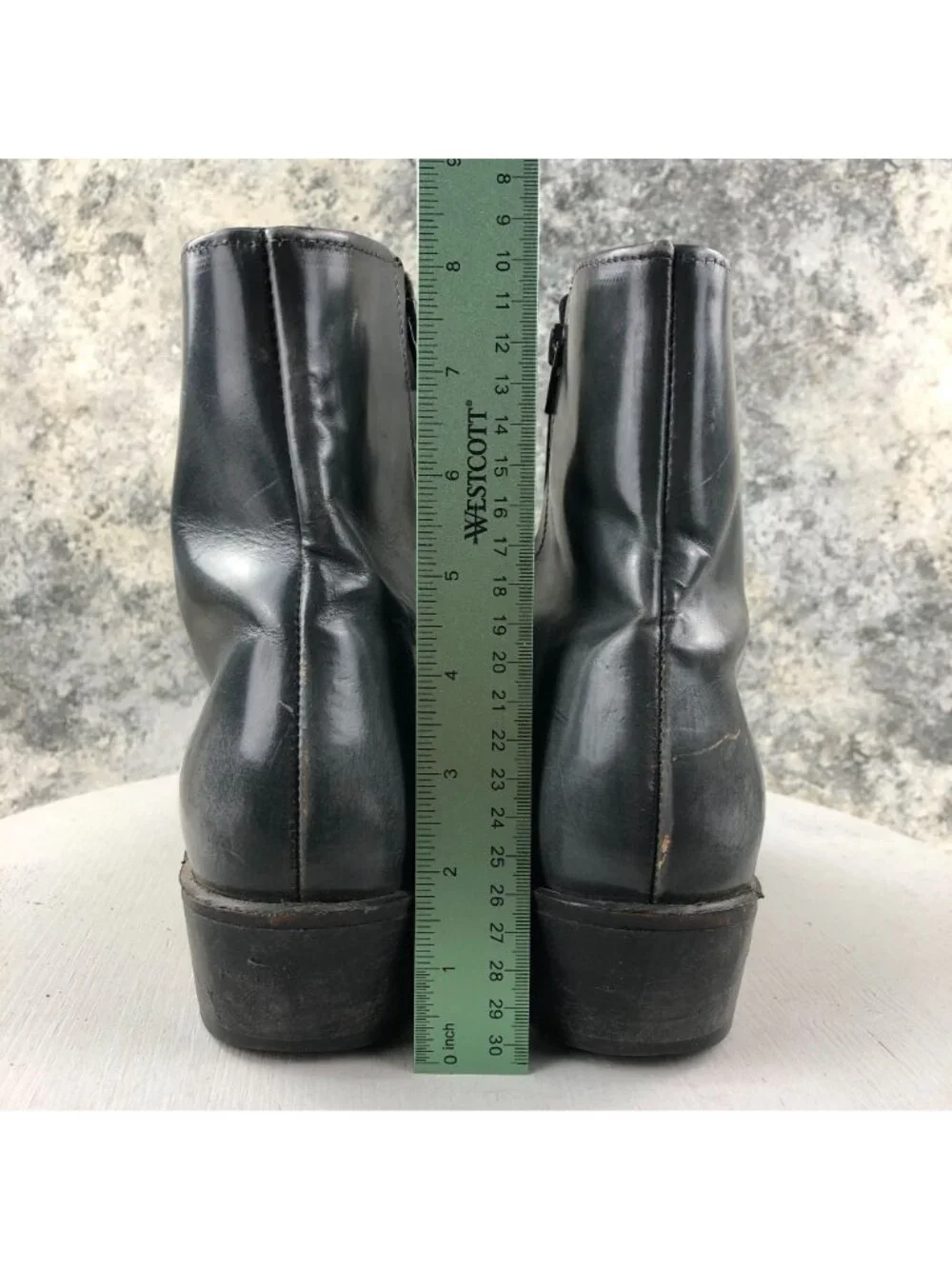 Acme VTG Mens Size 11D Dark Grey Gold Metal Toe Caps Side Zip Cowboy Ankle Boots